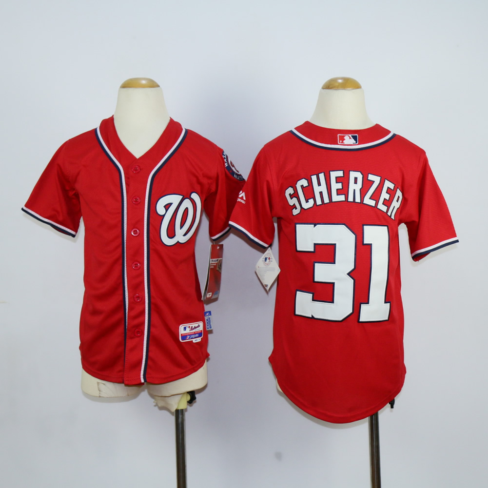 Youth Washington Nationals #31 Scherzer Red MLB Jerseys